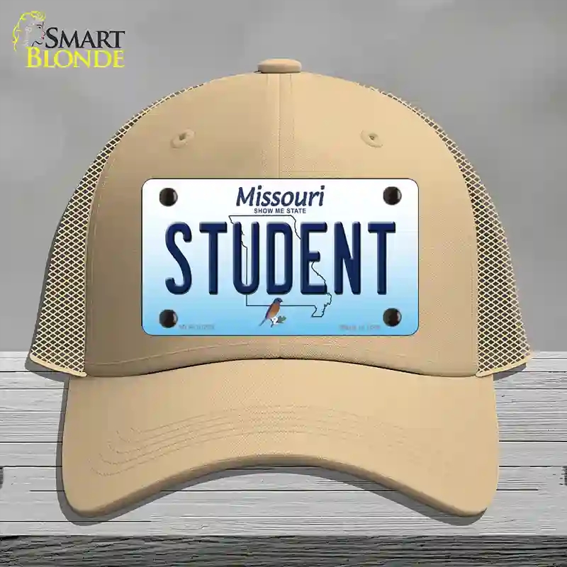 HAT15-MLP-10258 Student Missouri Novelty License Plate Hat, Mesh - Khaki
