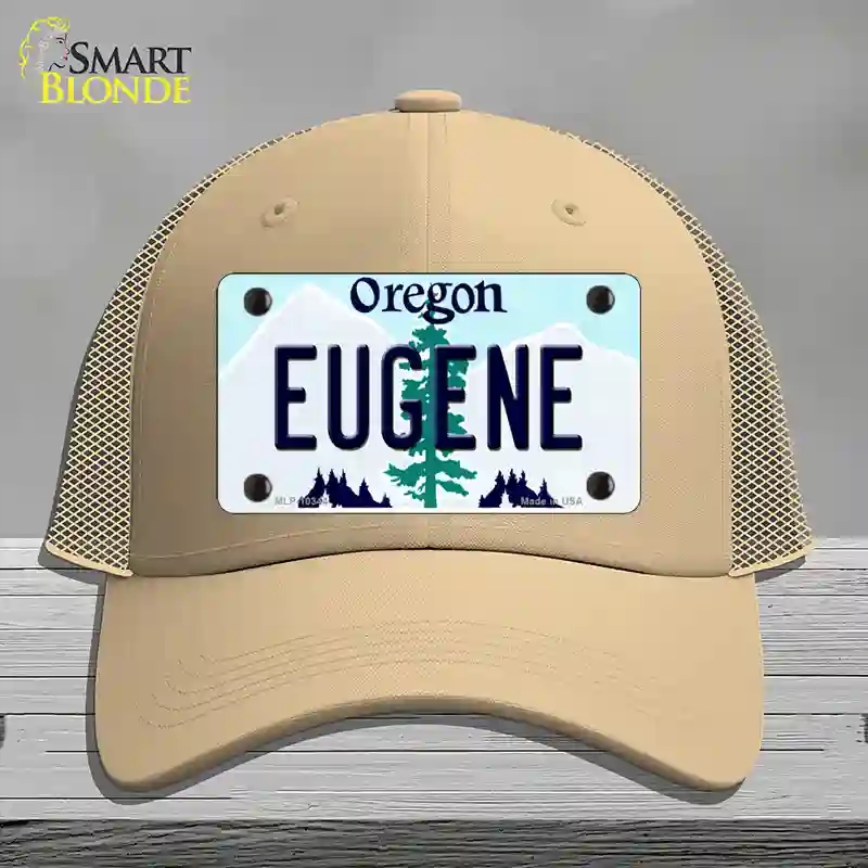 HAT15-MLP-10344 Eugene Oregon Novelty License Plate Hat, Mesh - Khaki