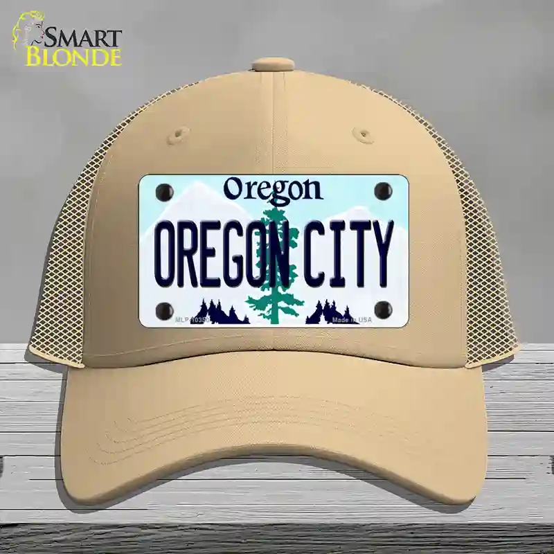 HAT15-MLP-10350 Oregon City Novelty License Plate Hat, Mesh - Khaki