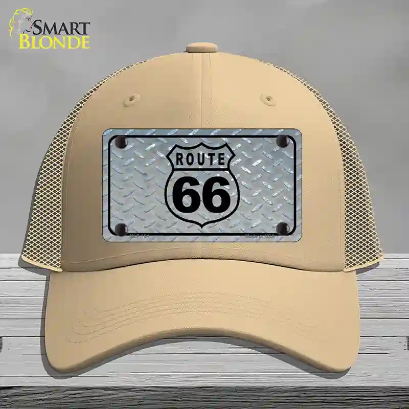 HAT15-MLP-104 Route 66 Shield Diamond Novelty License Plate Hat, Mesh - Khaki