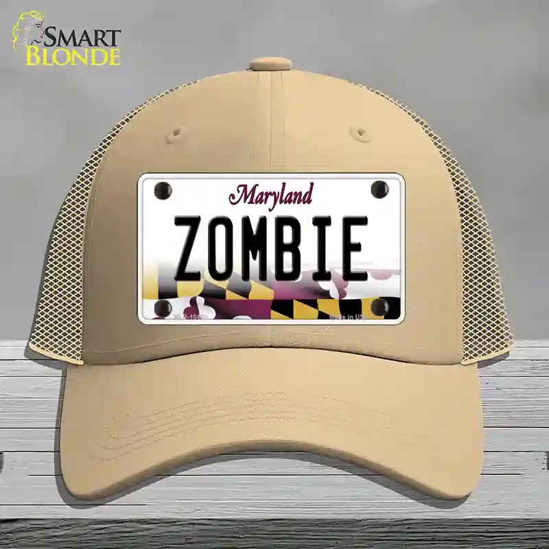 HAT15-MLP-10488 Zombie Maryland Novelty License Plate Hat, Mesh - Khaki