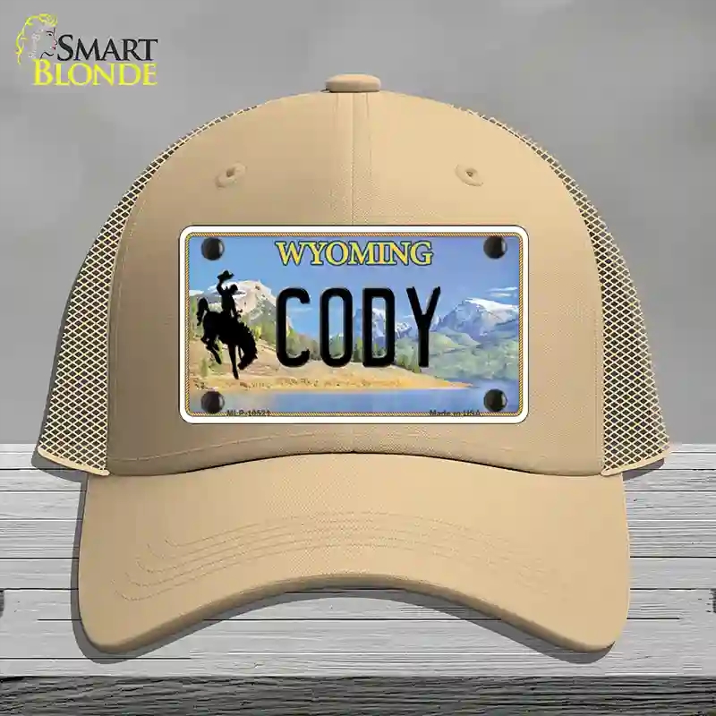 HAT15-MLP-10521 Cody Wyoming Novelty License Plate Hat, Mesh - Khaki