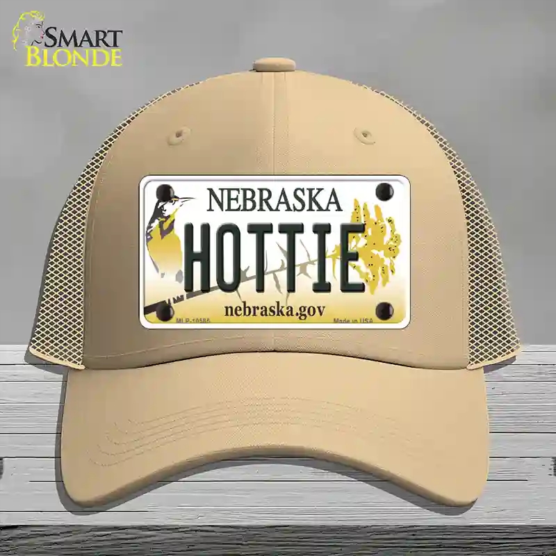 HAT15-MLP-10585 Hottie Nebraska Novelty License Plate Hat, Mesh - Khaki