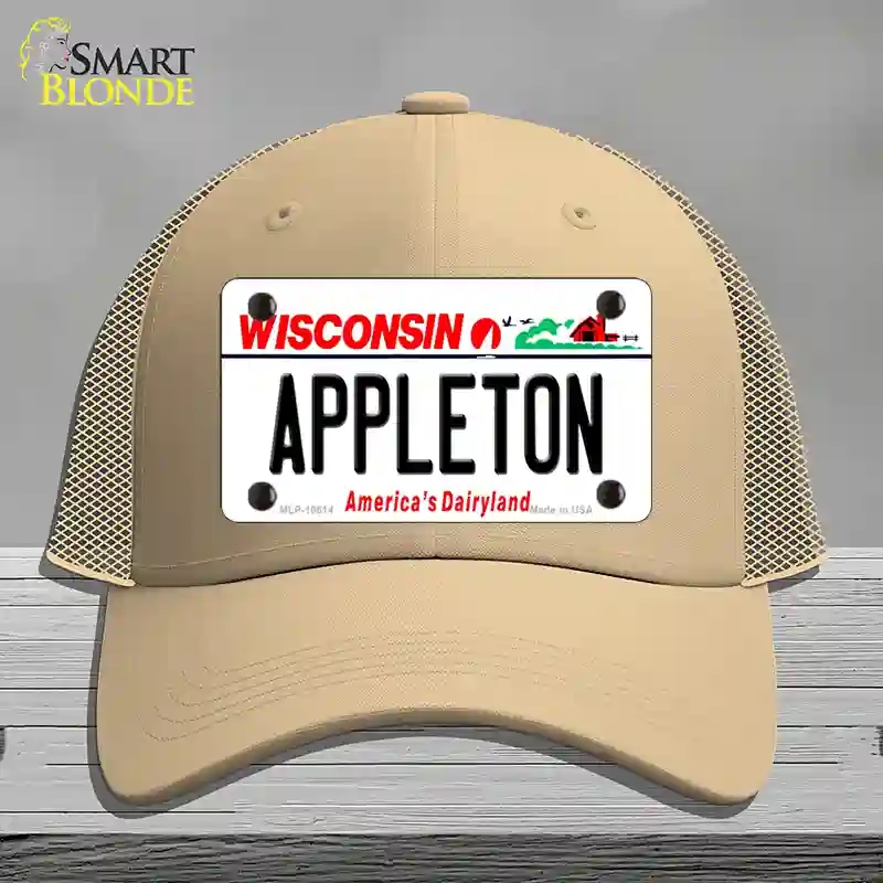 HAT15-MLP-10614 Appleton Wisconsin Novelty License Plate Hat, Mesh - Khaki