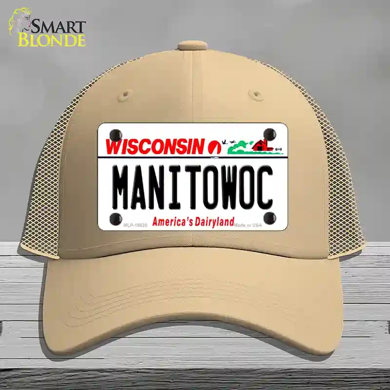 HAT15-MLP-10620 Manitowoc Wisconsin Novelty License Plate Hat, Mesh - Khaki