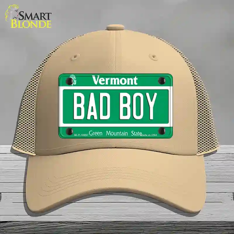 HAT15-MLP-10697 Bad Boy Vermont Novelty License Plate Hat, Mesh - Khaki