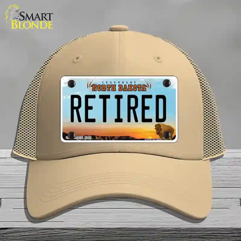 HAT15-MLP-10716 Retired North Dakota Novelty License Plate Hat, Mesh - Khaki