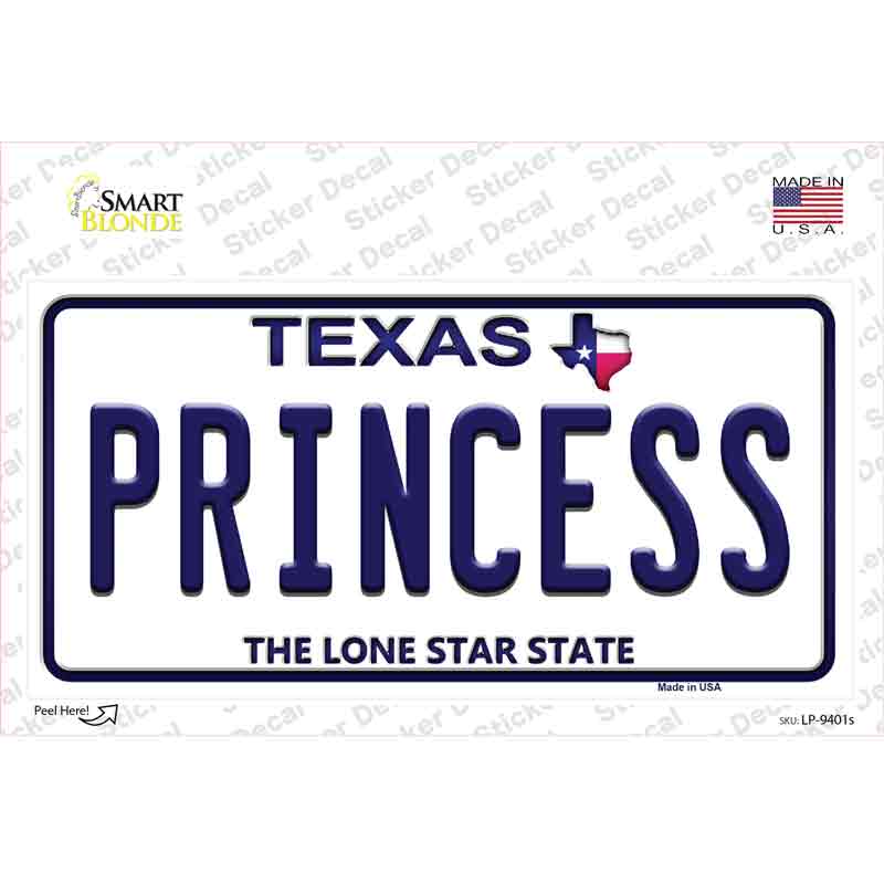 LP-9401s-M Princess Texas Novelty Sticker Decal, Medium