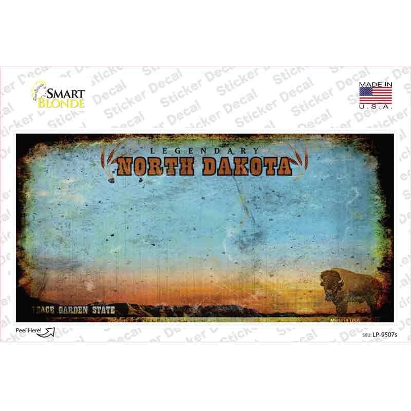 LP-9507s-M North Dakota Rusty Novelty Sticker Decal, Medium