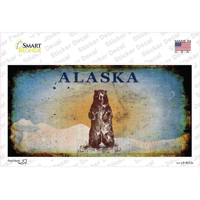 LP-9512s-M Alaska Bear Rusty Novelty Sticker Decal, Medium
