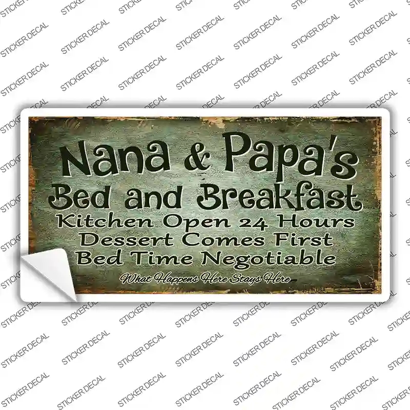 LP-9842s-S Nana & Papas Bed & Breakfast Novelty Sticker Decal, Small