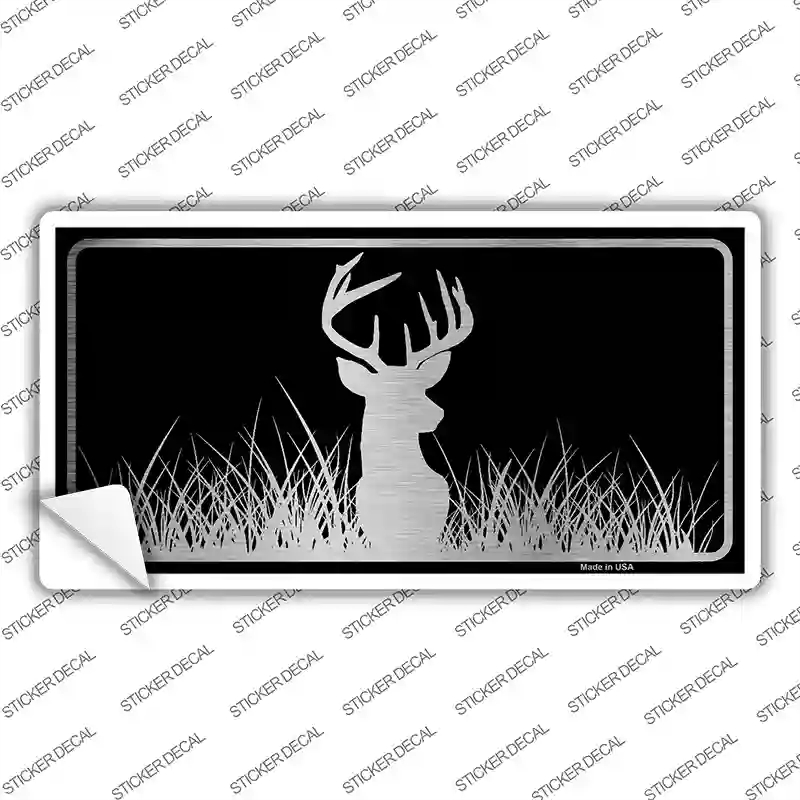 LPC-1066s-S Deer Black Brushed Chrome Novelty Sticker Decal, Small