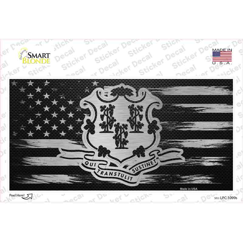 LPC-1099s-M Connecticut Carbon Fiber Novelty Sticker Decal, Medium