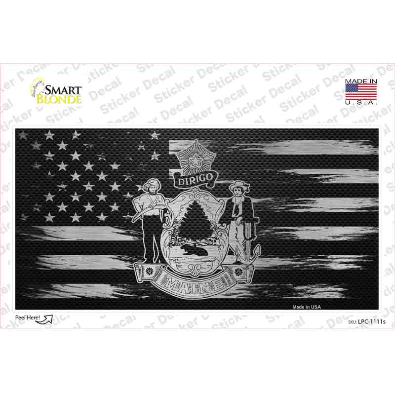 LPC-1111s-M Maine Carbon Fiber Novelty Sticker Decal, Medium