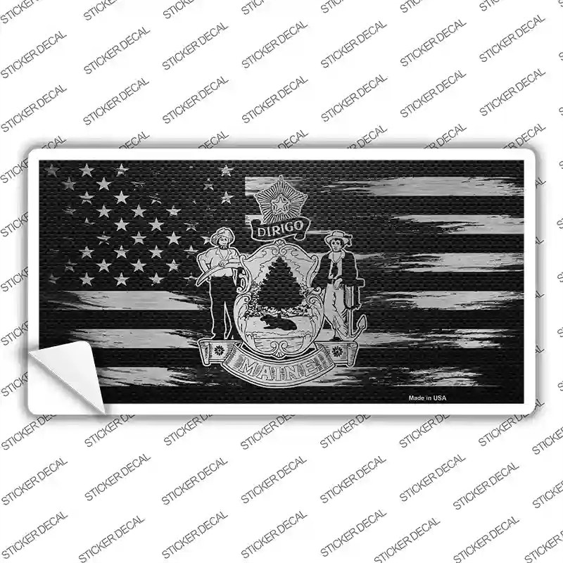 LPC-1111s-S Maine Carbon Fiber Novelty Sticker Decal, Small