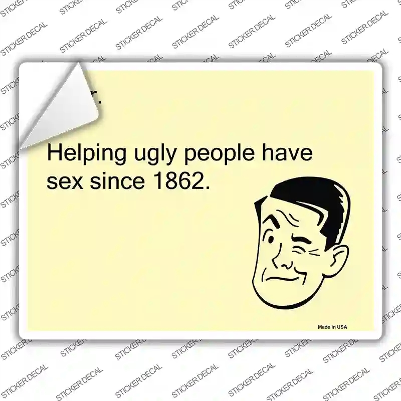 P-978s-L Beer Helping Ugly People Novelty Rectangle Sticker Decal, Large