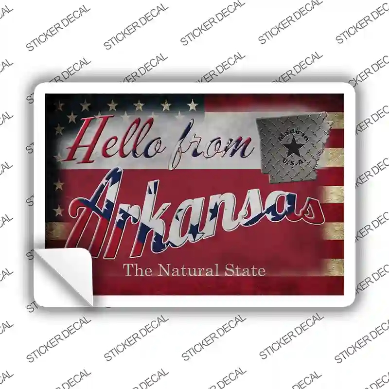 PC-004s-L Hello From Arkansas Novelty Postcard Sticker Decals, Large