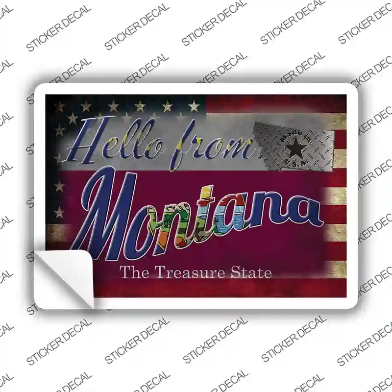 PC-026s-S Hello From Montana Novelty Postcard Sticker Decals, Small