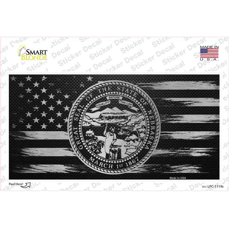 LPC-1119s-M Nebraska Carbon Fiber Novelty Sticker Decal, Medium