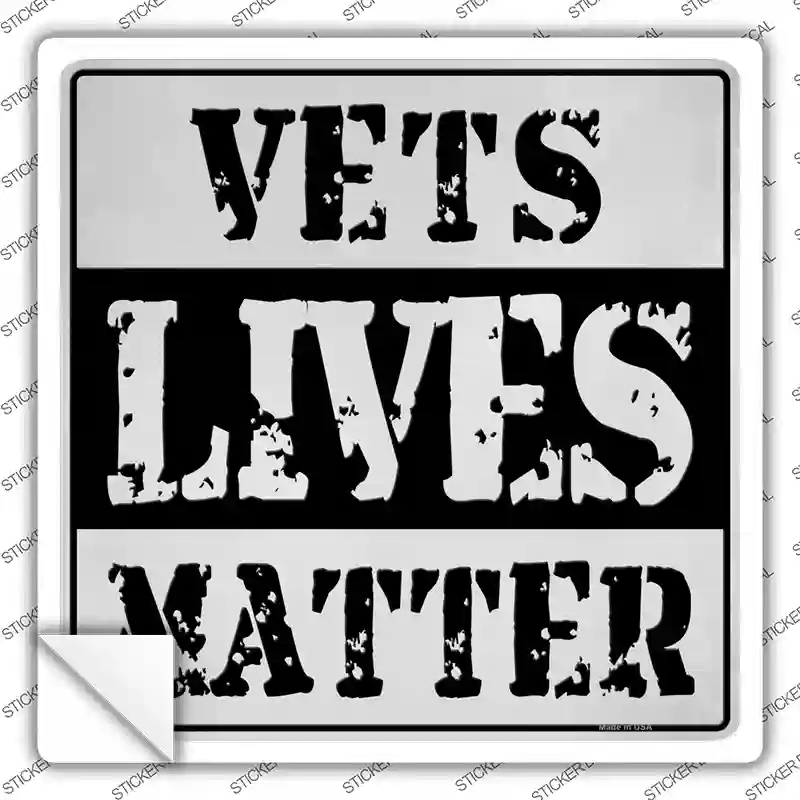 SQ-1372s-XL Vets Lives Matter Novelty Square Sticker Decal, Extra Large