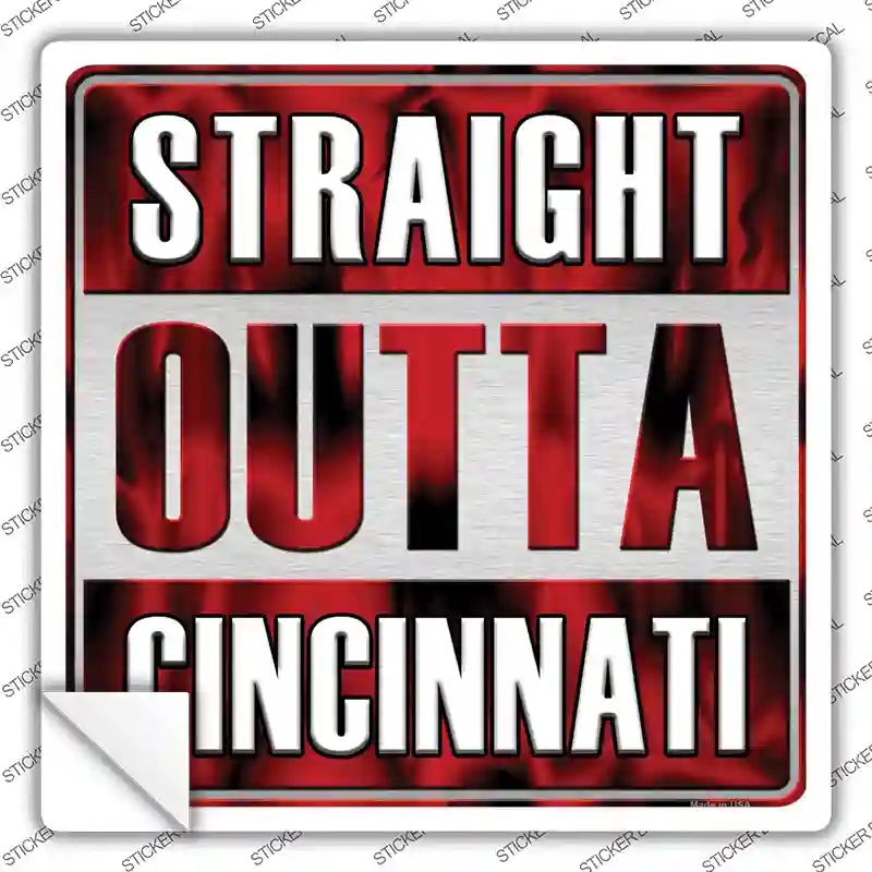 SQ-199s-S Straight Outta Cincinnati City Novelty Square Sticker Decal, Small