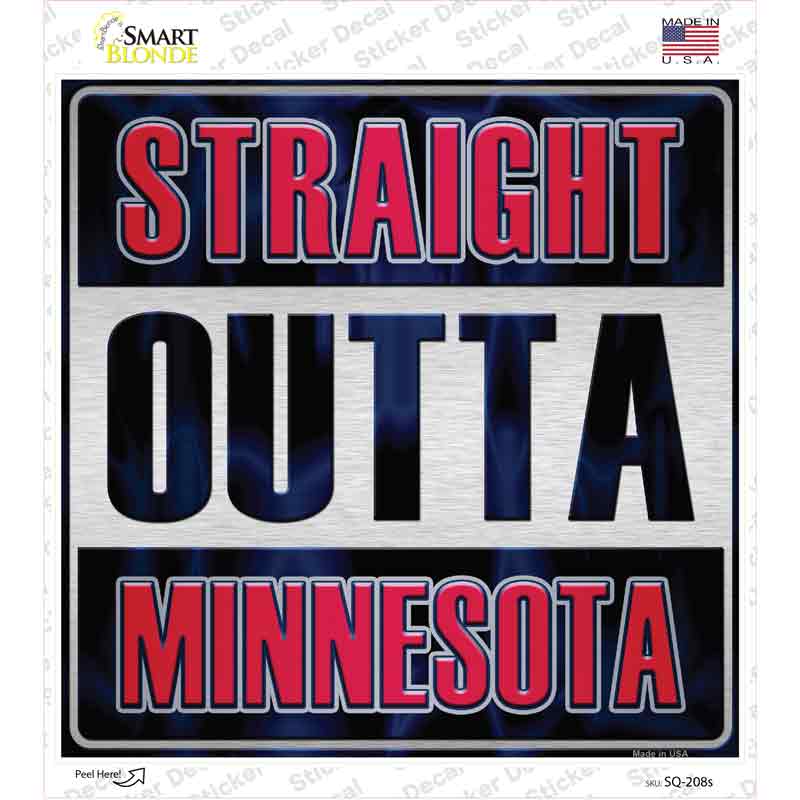 SQ-208s-M Straight Outta Minnesota Red Novelty Square Sticker Decal, Medium
