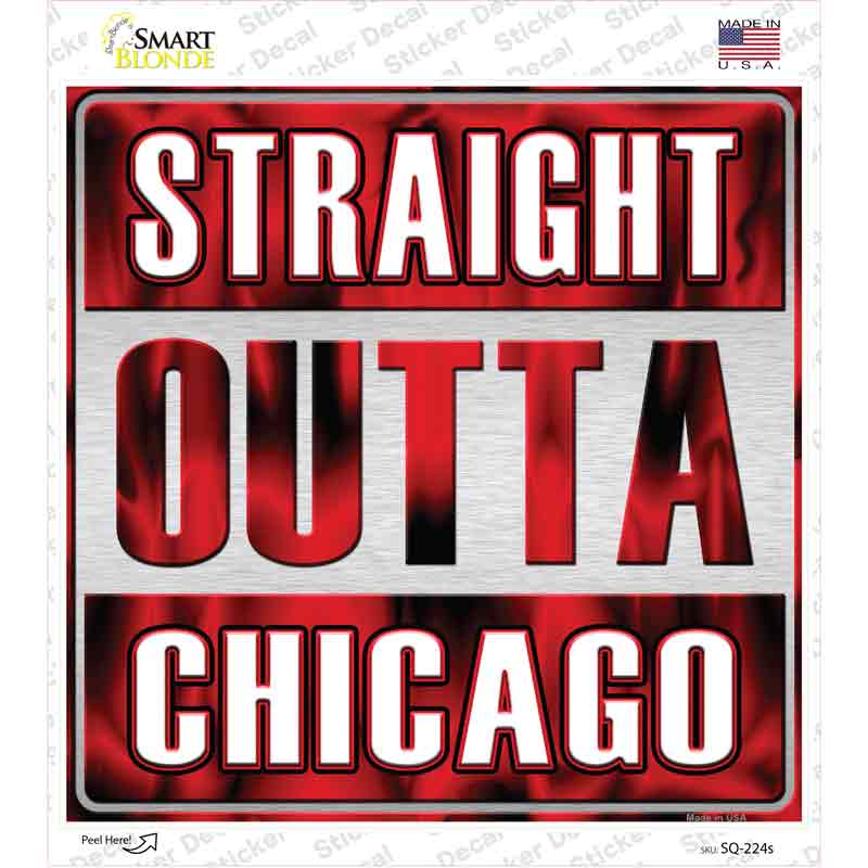 SQ-224s-M Straight Outta Chicago Red Novelty Square Sticker Decal, Medium