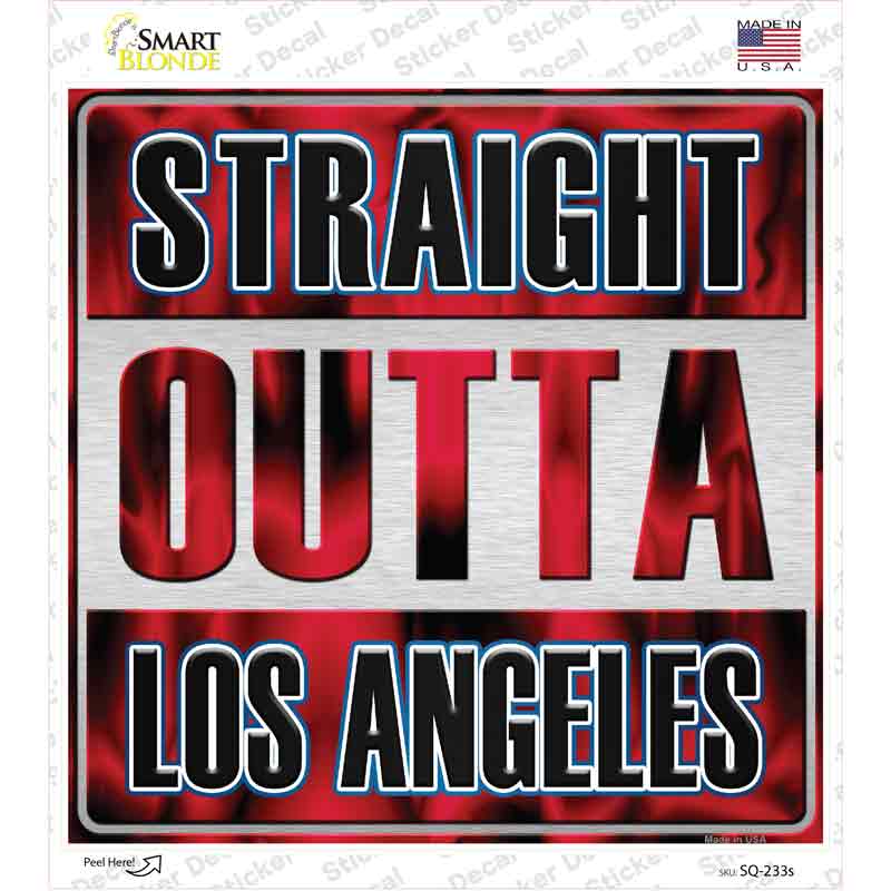 SQ-233s-M Straight Outta Los Angeles Red Novelty Square Sticker Decal, Medium