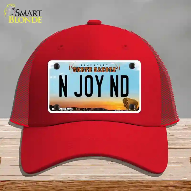 HAT17-MLP-10702 N Joy ND North Dakota Novelty License Plate Hat, Mesh - Red