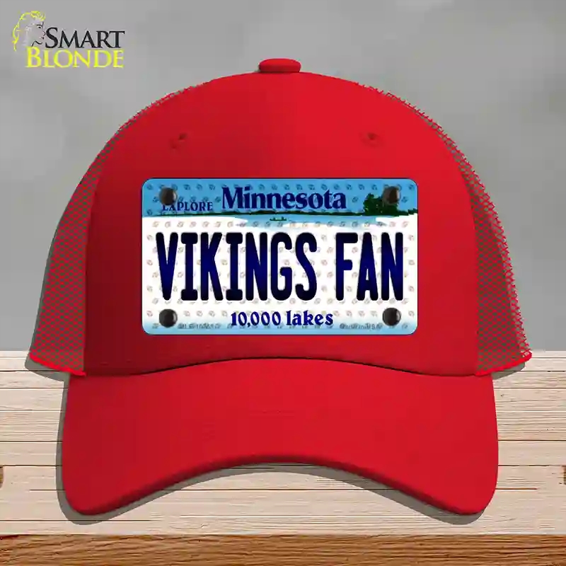 HAT17-MLP-10768 Vikings Fan Minnesota Novelty License Plate Hat, Mesh - Red