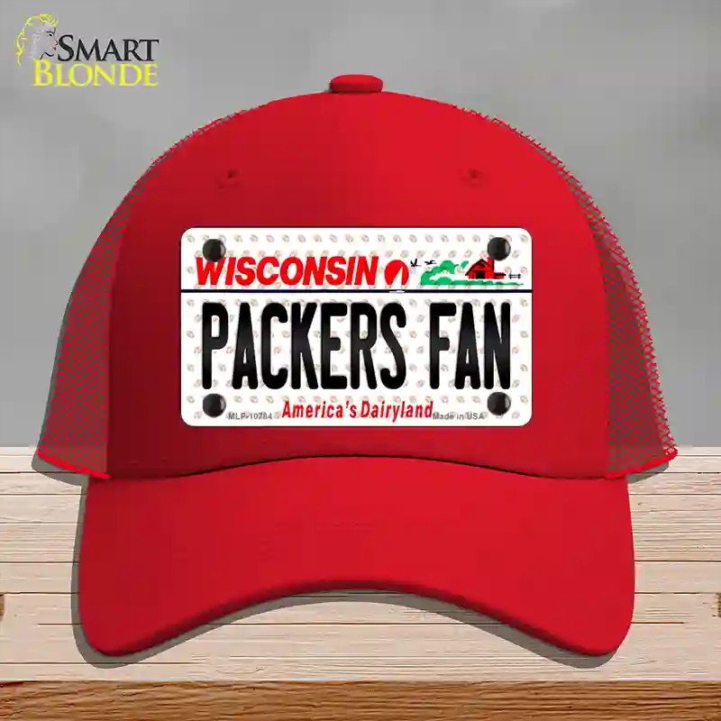 HAT17-MLP-10784 Packers Fan Wisconsin Novelty License Plate Hat, Mesh - Red