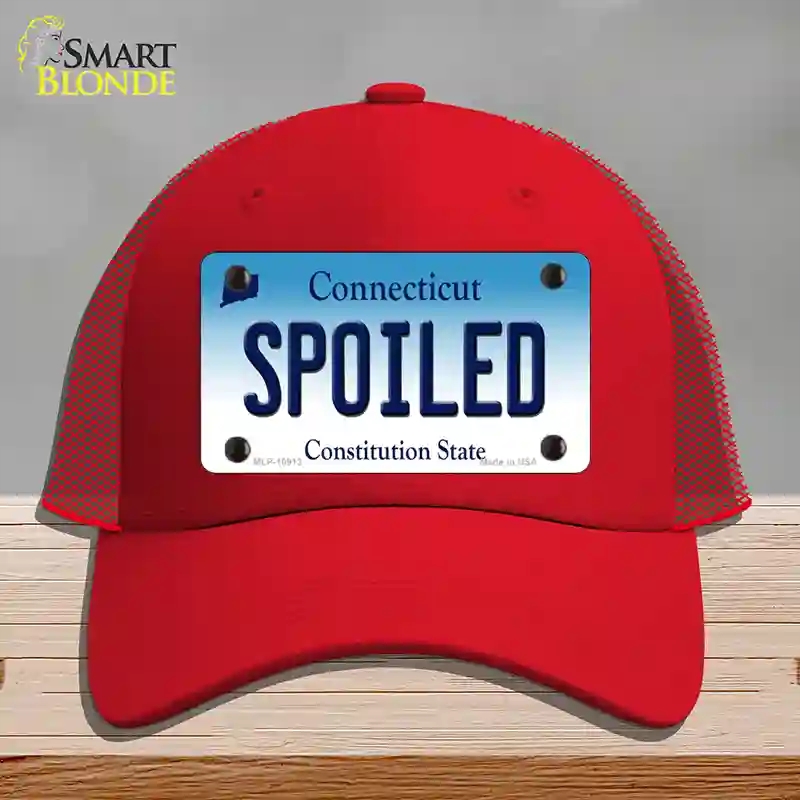 HAT17-MLP-10913 Spoiled Connecticut Novelty License Plate Hat, Mesh - Red
