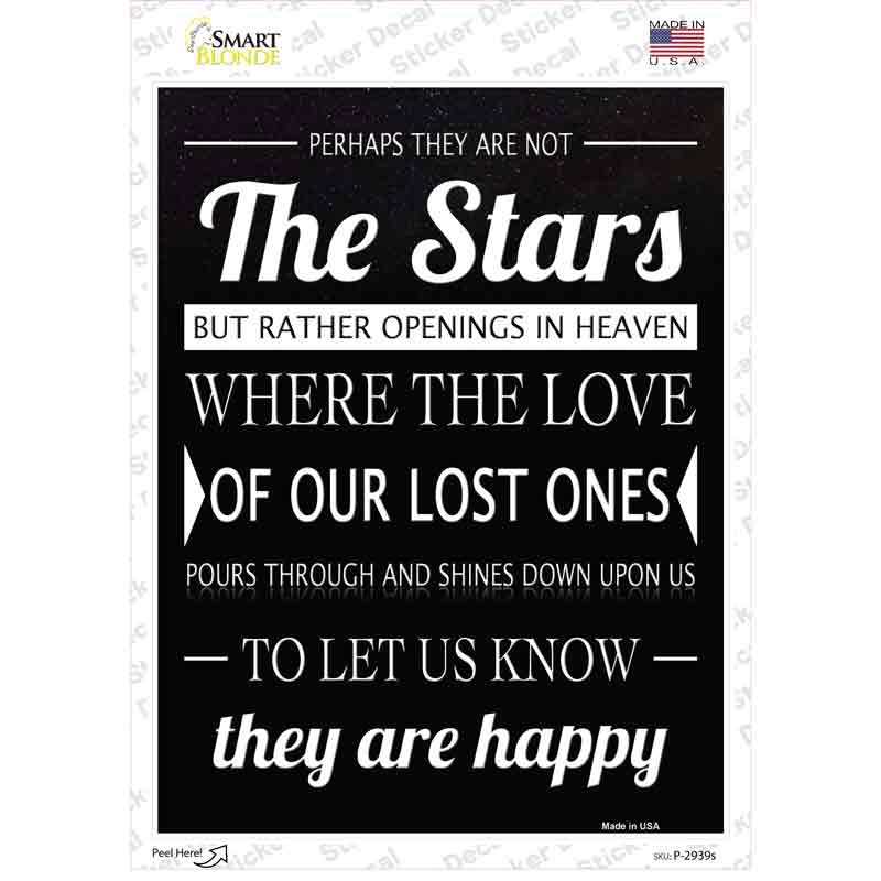 P-2939s-M Stars They Are Happy Novelty Rectangular Sticker Decal, Medium