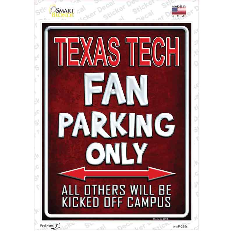P-299s-M Texas Tech Novelty Rectangle Sticker Decal, Medium