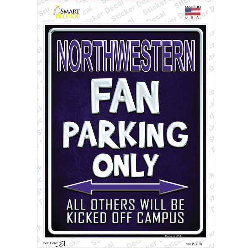 P-310s-M Northwestern Novelty Rectangle Sticker Decal, Medium