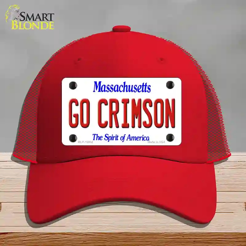 HAT17-MLP-10994 Go Crimson Massachusetts Novelty License Plate Hat, Mesh - Red