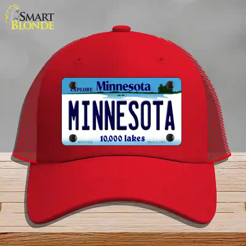 HAT17-MLP-11032 Minnesota State Novelty License Plate Hat, Mesh - Red