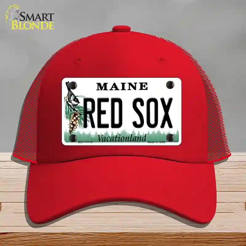 HAT17-MLP-11119 Red Sox Maine Novelty License Plate Hat, Mesh - Red