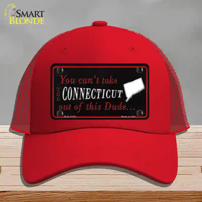 HAT17-MLP-11261 Connecticut Dude Novelty License Plate Hat, Mesh - Red