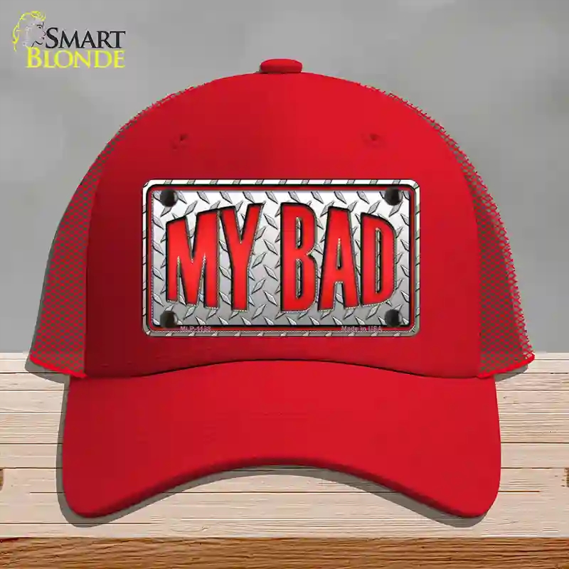 HAT17-MLP-1138 My Bad Novelty License Plate Hat, Mesh - Red