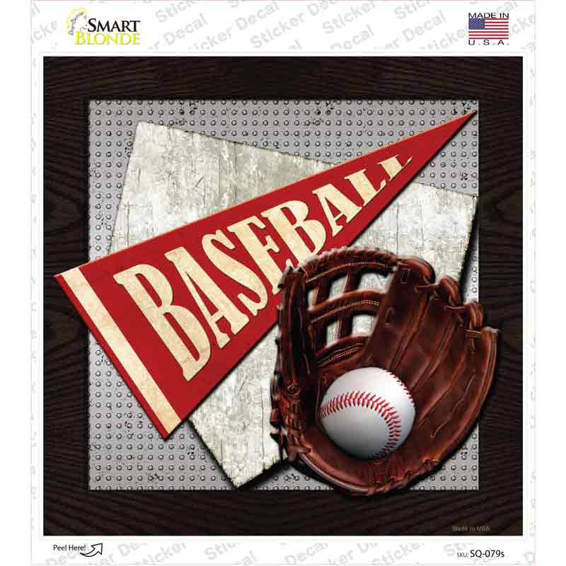 SQ-079s-M Baseball Novelty Square Sticker Decal, Medium