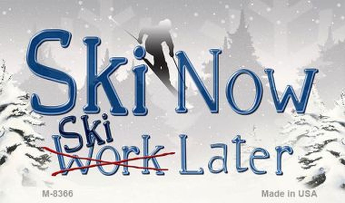 M-8366 3.5 x 2 in. Ski Now & Later Novelty Metal Magnet -  Smart Blonde