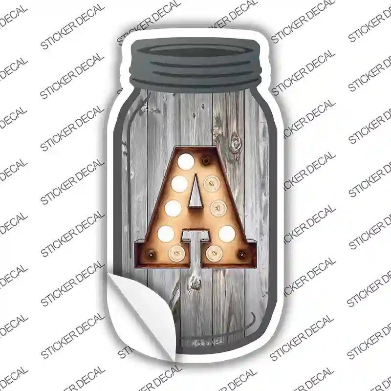 MJ-553s-S A Bulb Lettering Novelty Mason Jar Sticker Decal, Small