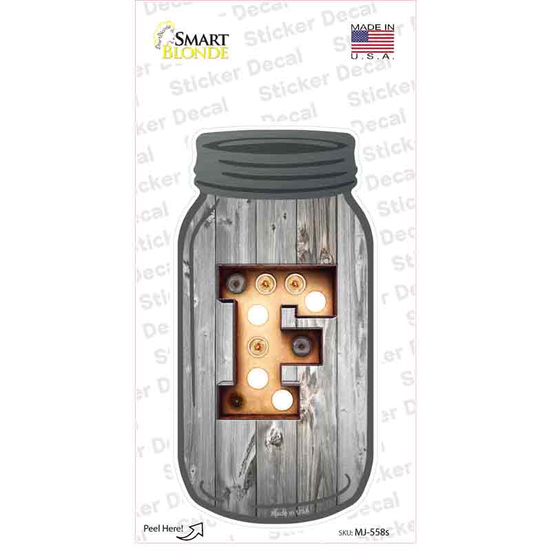 MJ-558s-M F Bulb Lettering Novelty Mason Jar Sticker Decal, Medium