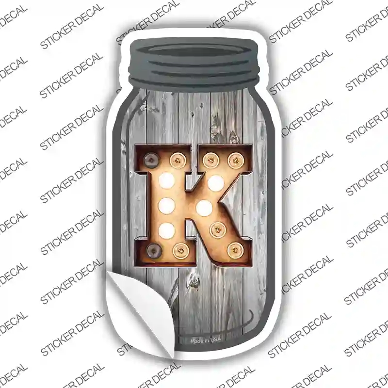 MJ-563s-L K Bulb Lettering Novelty Mason Jar Sticker Decal, Large
