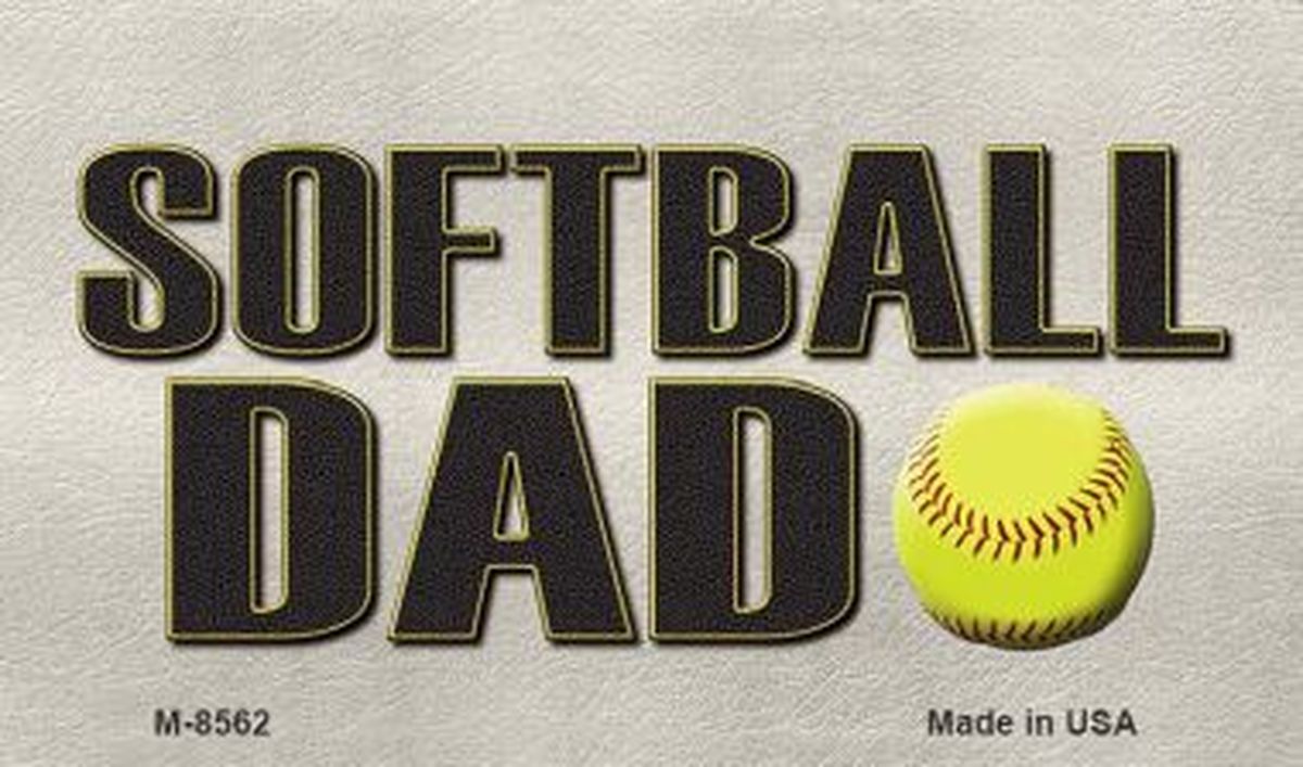 M-8562 3.5 x 2 in. Softball Dad Novelty Metal Magnet