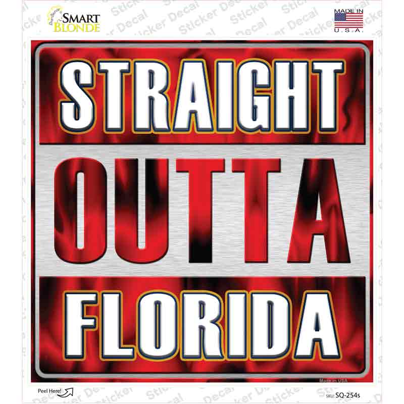 SQ-254s-M Straight Outta Florida Novelty Square Sticker Decal, Medium