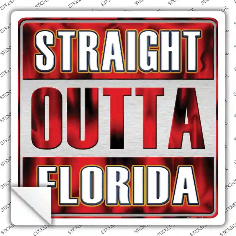 SQ-254s-S Straight Outta Florida Novelty Square Sticker Decal, Small