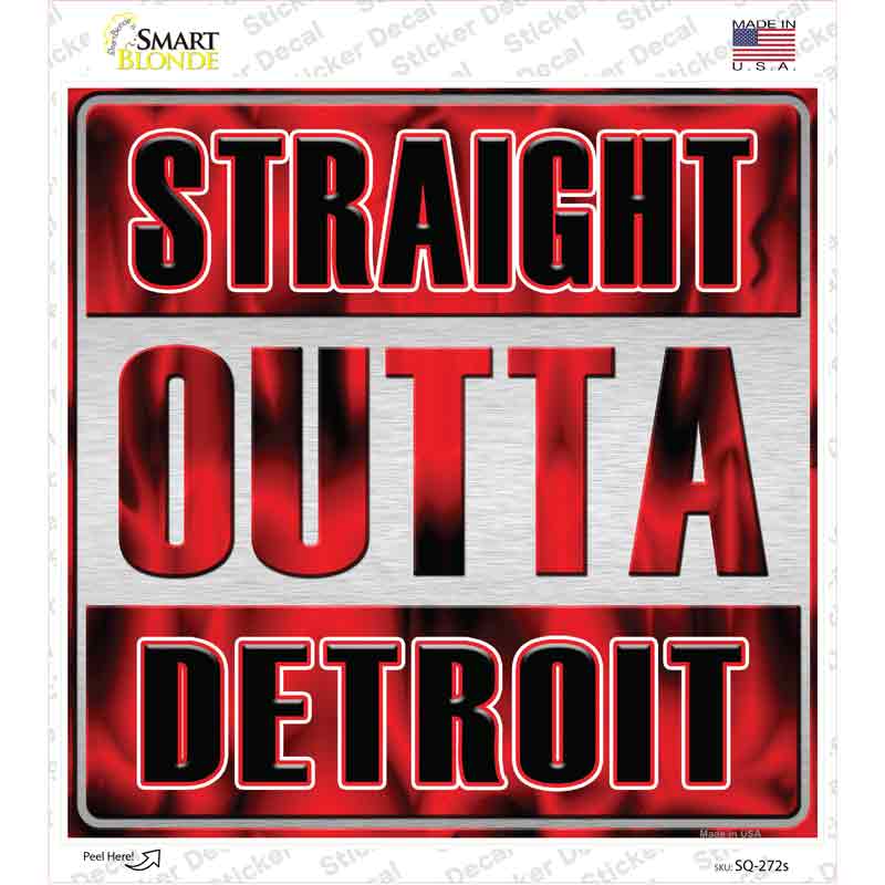 SQ-272s-M Straight Outta Detroit Black Novelty Square Sticker Decal, Medium