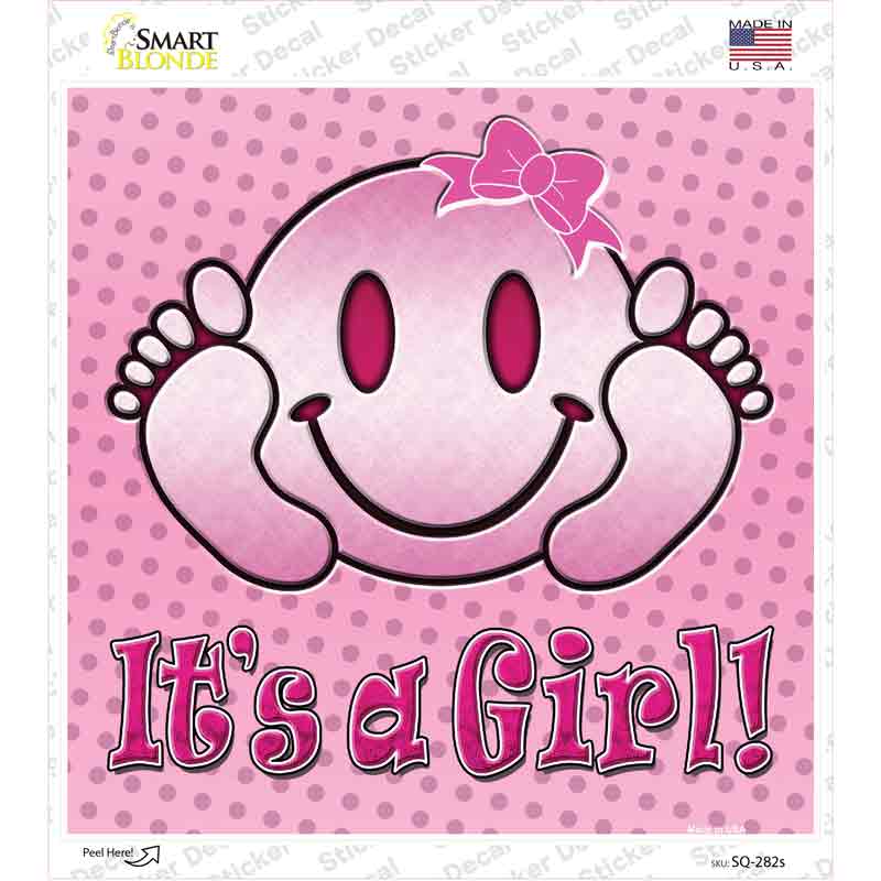 SQ-282s-M Its A Girl Novelty Square Sticker Decal, Medium